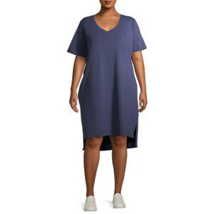 Terra & Sky Women's Blue V-Neck T-Shirt Dress